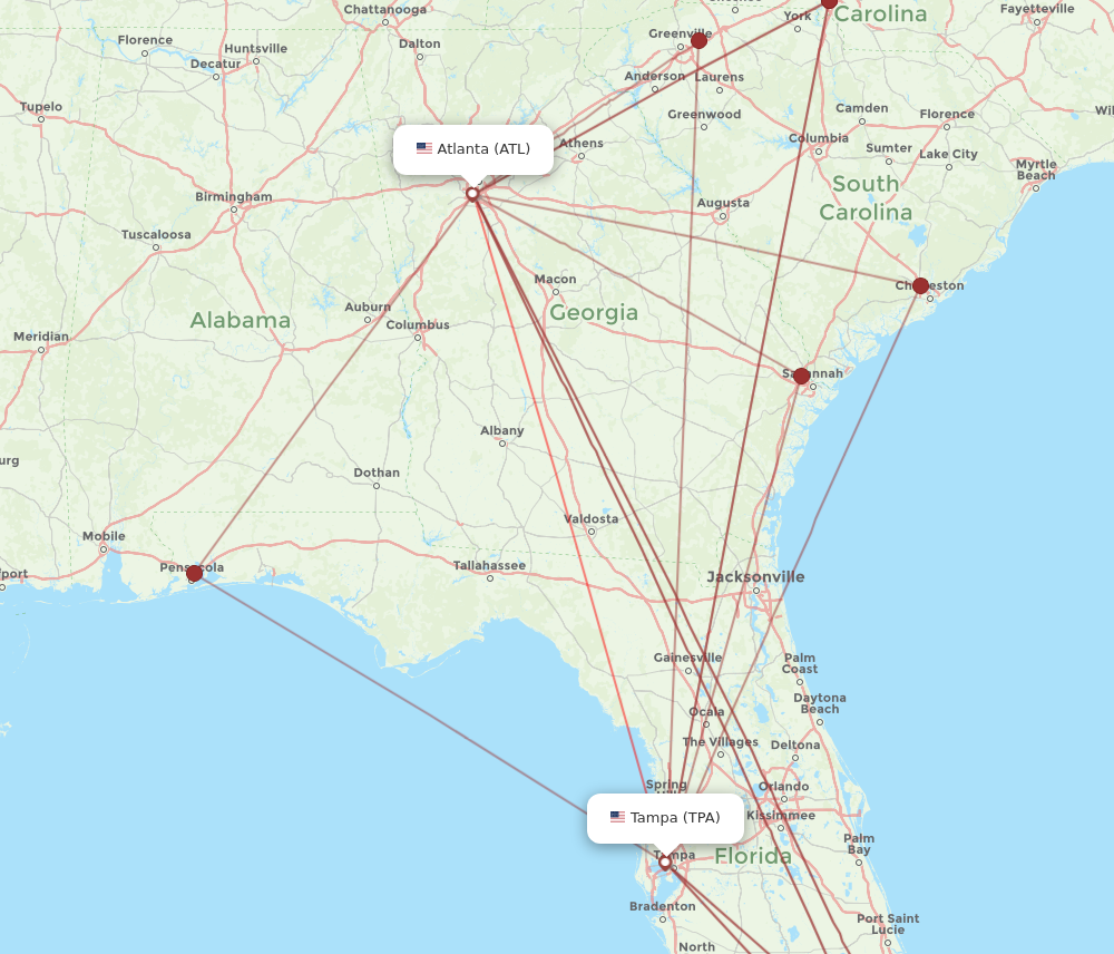 ATL - TPA route map