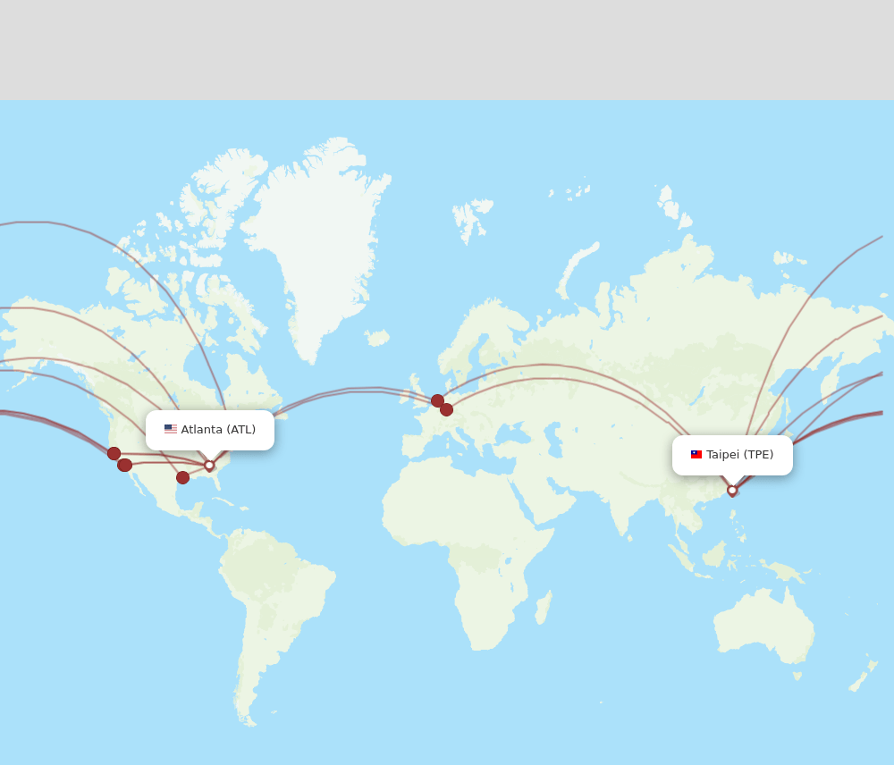 ATL to TPE flights and routes map