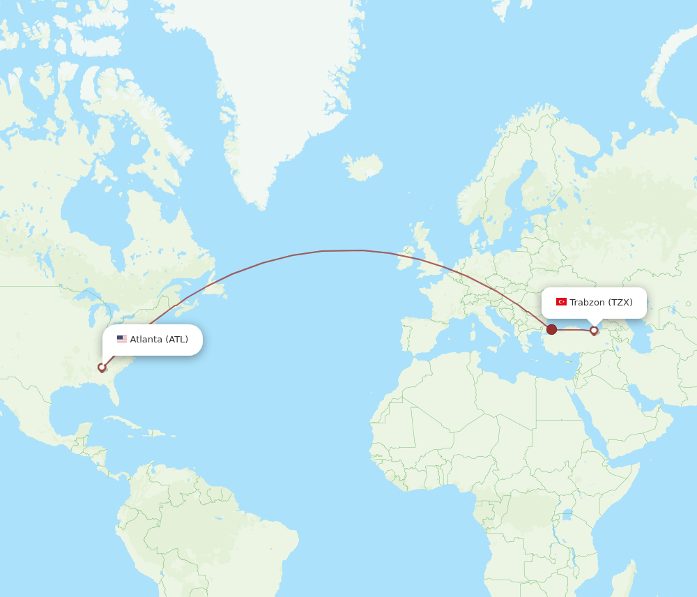 ATL-TZX flight routes