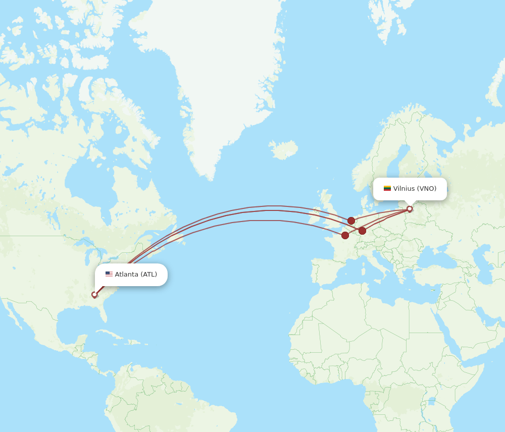 ATL-VNO flight routes