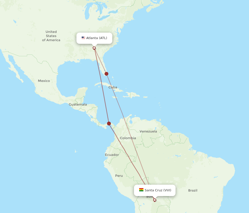 ATL-VVI flight routes