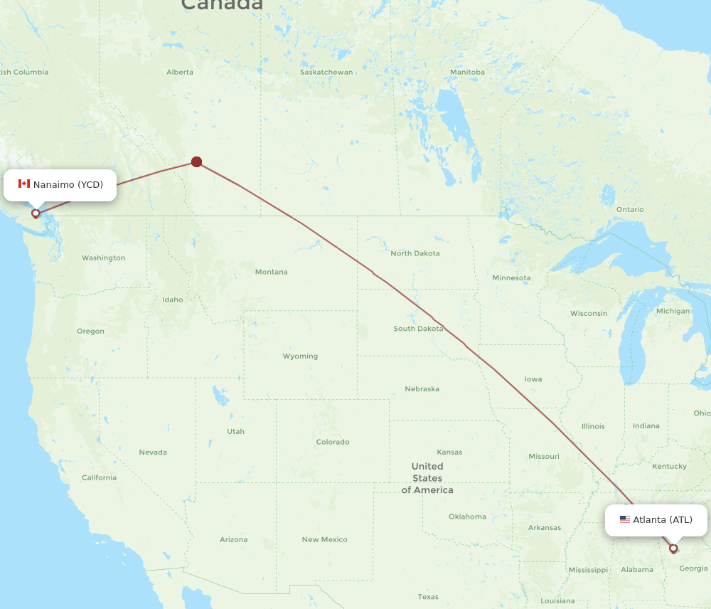 ATL-YCD flight routes