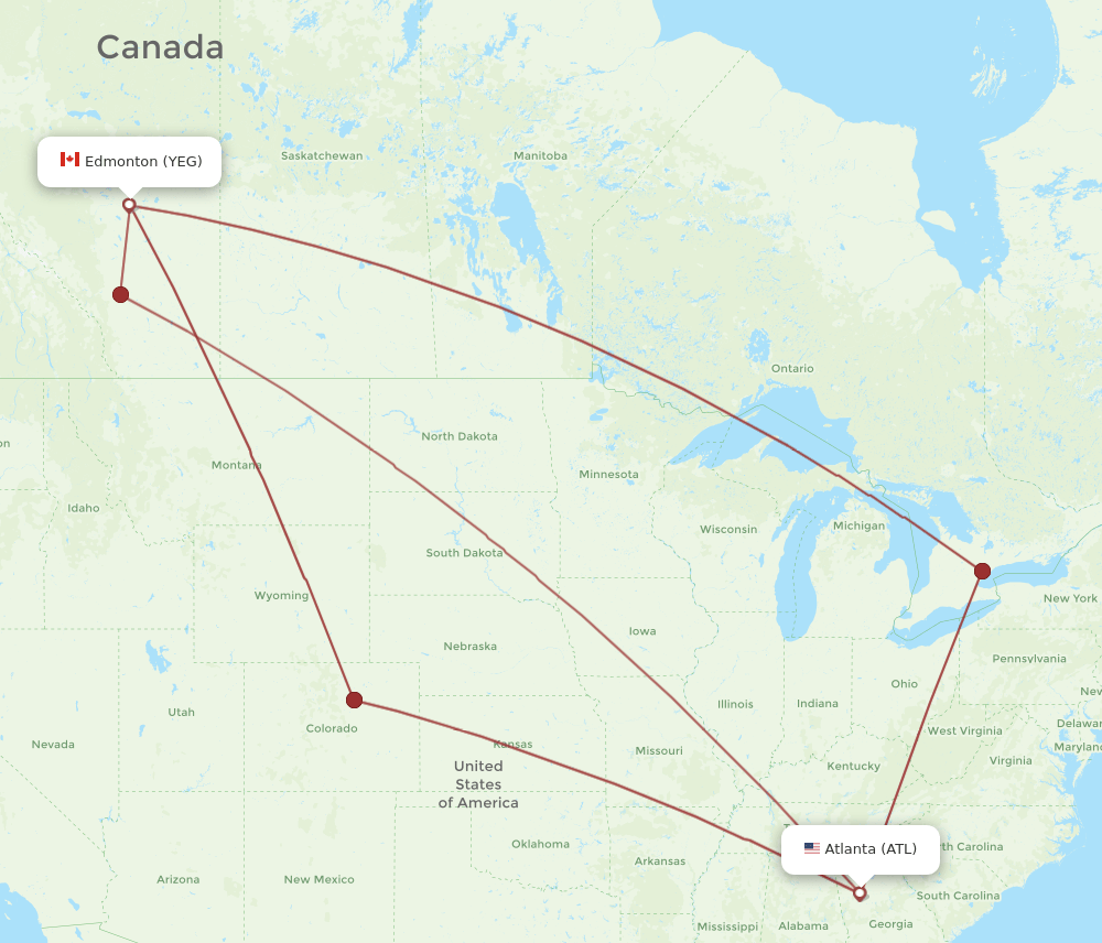 ATL-YEG flight routes