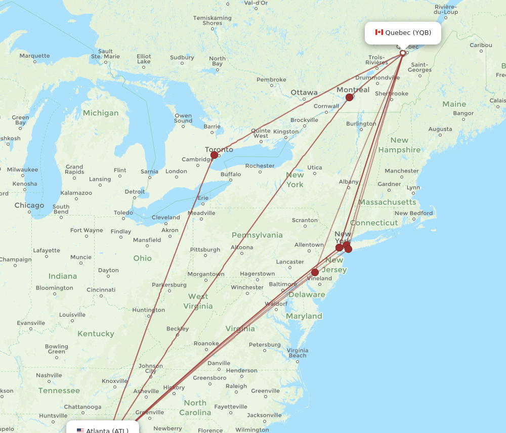 ATL-YQB flight routes