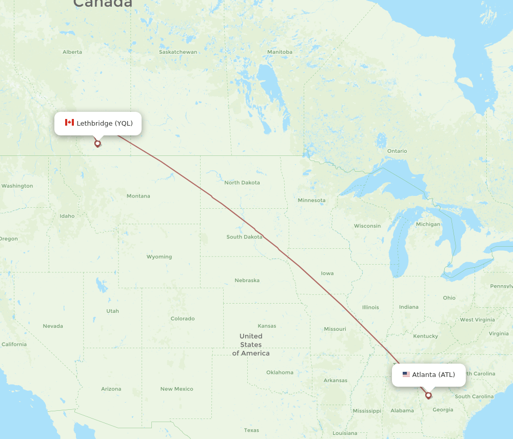 ATL-YQL flight routes