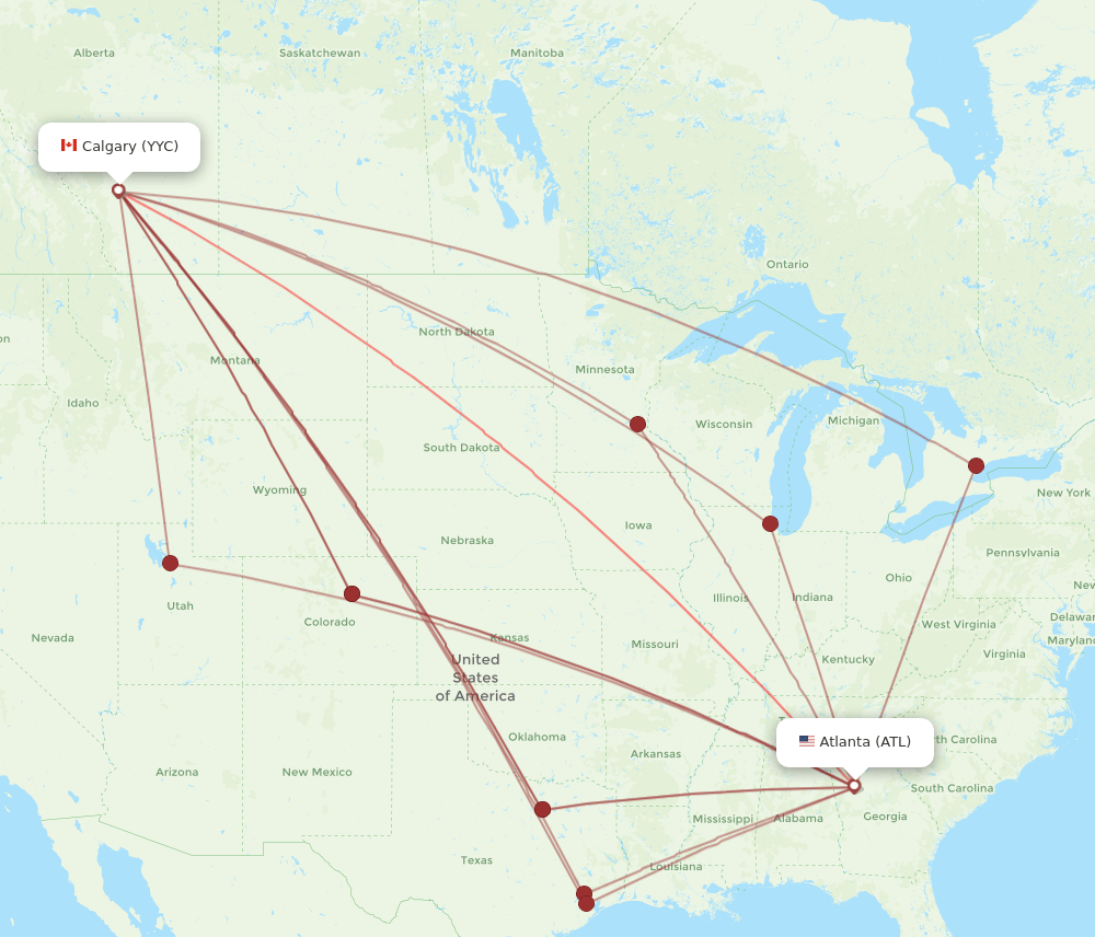 ATL-YYC flight routes