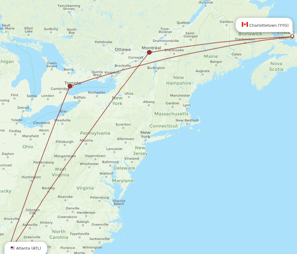 ATL-YYG flight routes