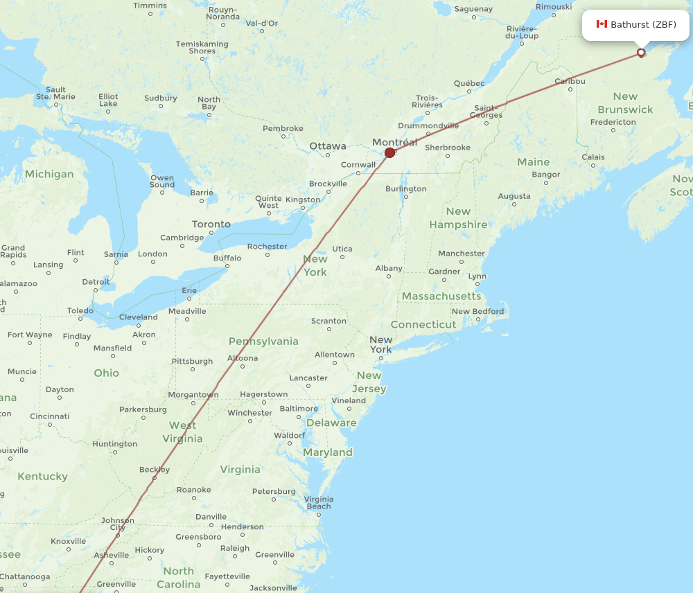 ATL-ZBF flight routes