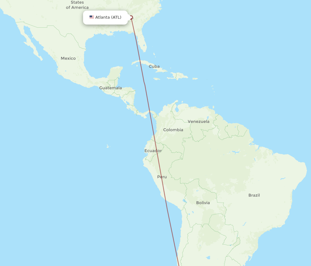 ATL to ZCO flights and routes map