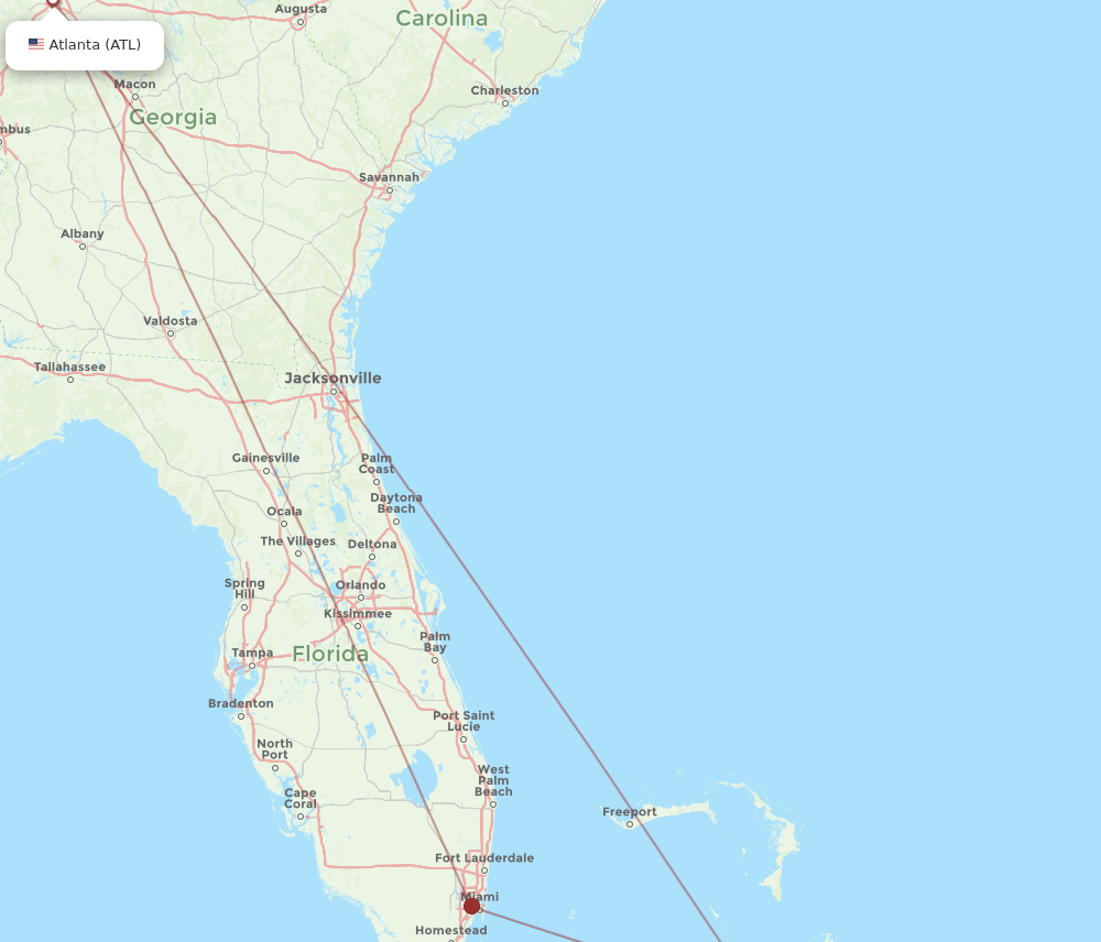 ATL-ZSA flight routes