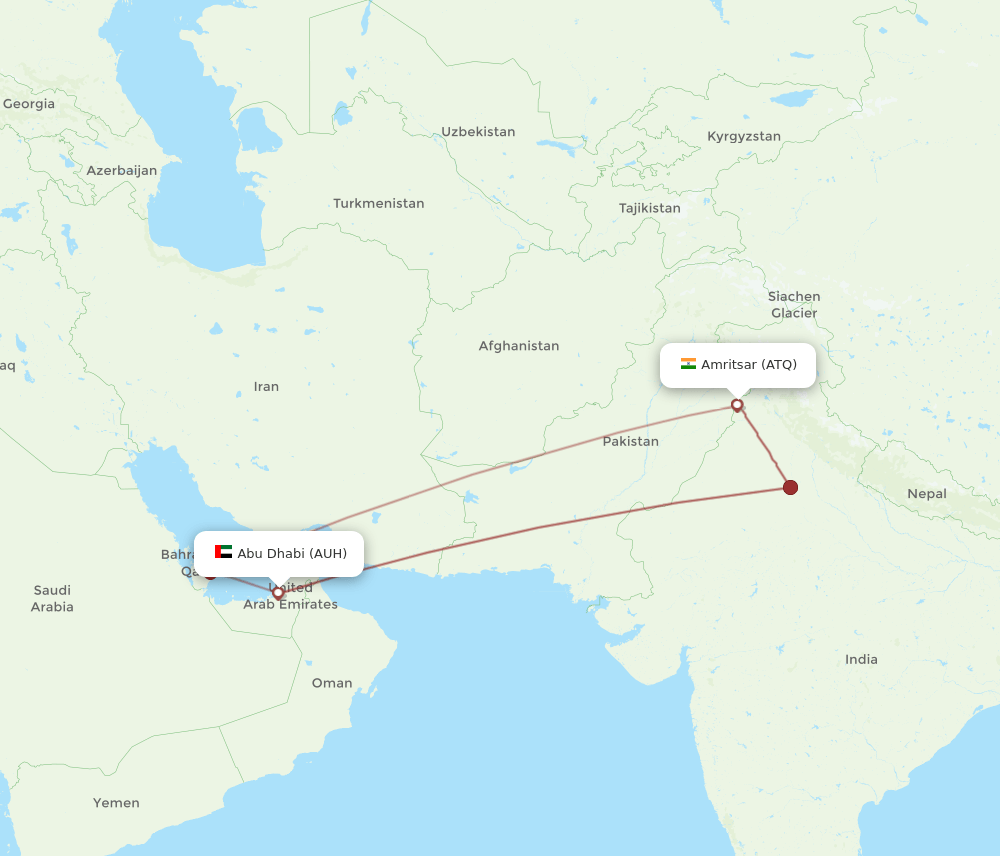 ATQ to AUH flights and routes map