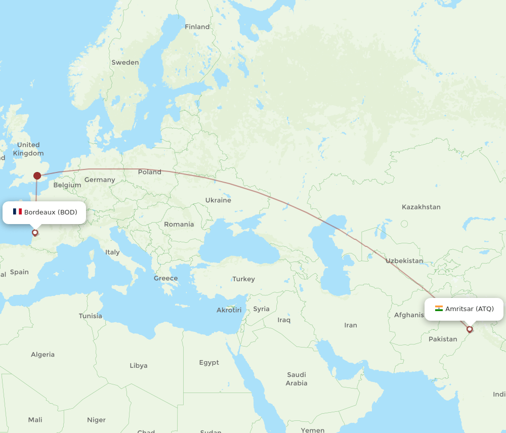 ATQ to BOD flights and routes map