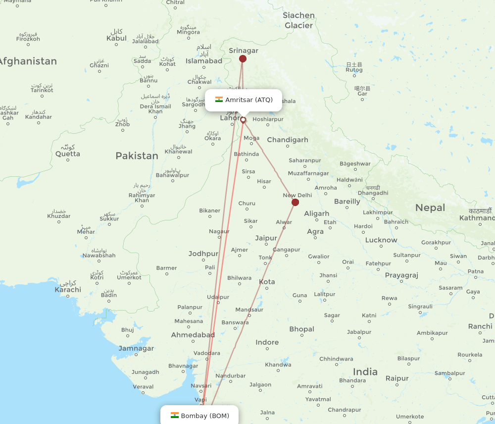 ATQ-BOM flight routes