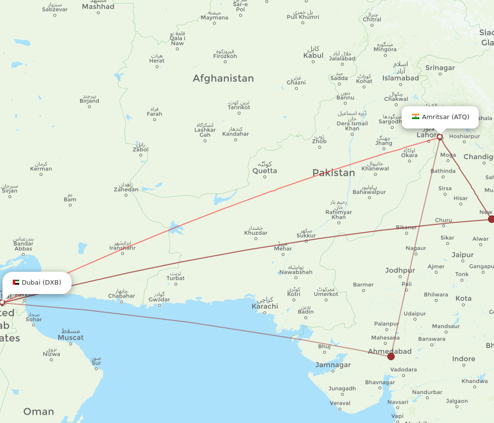 ATQ to DXB flights and routes map