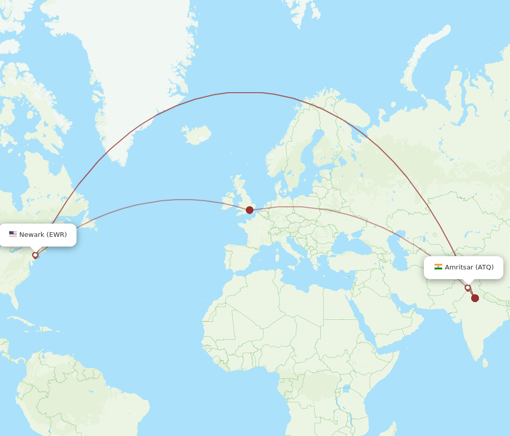 ATQ-EWR flight routes