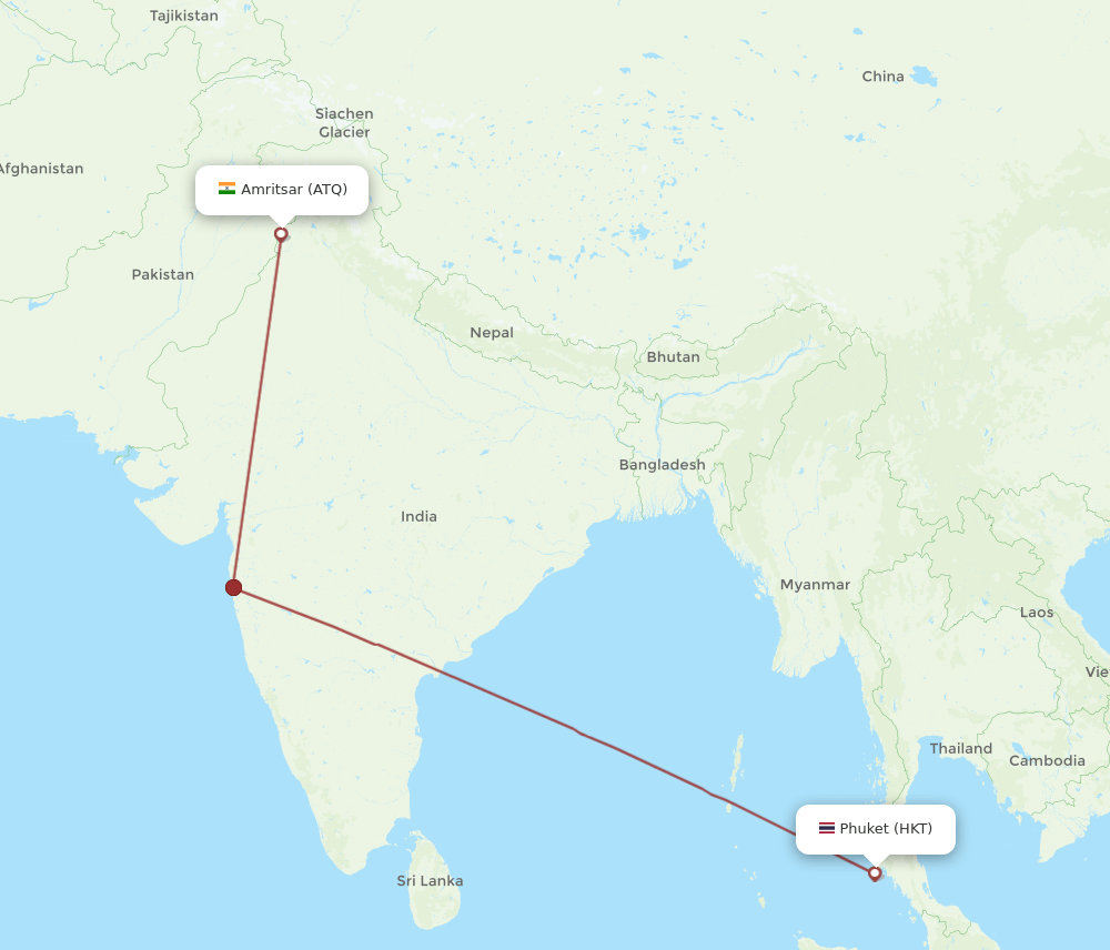 ATQ to HKT flights and routes map