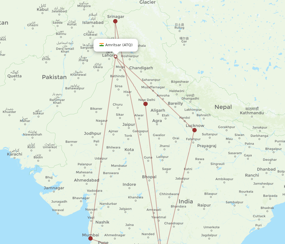 ATQ to HYD flights and routes map