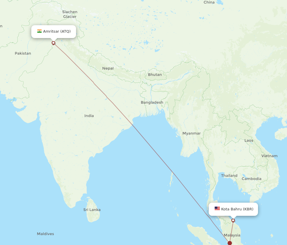 ATQ to KBR flights and routes map