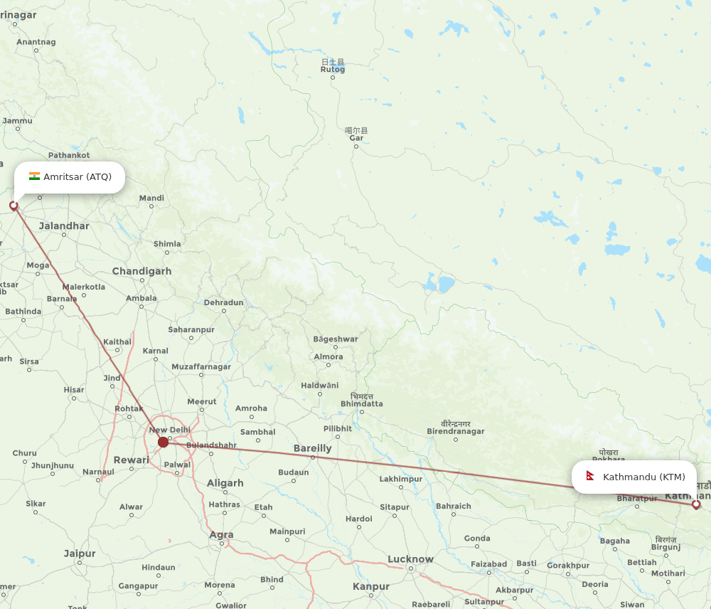 ATQ to KTM flights and routes map