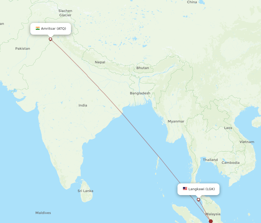 ATQ to LGK flights and routes map