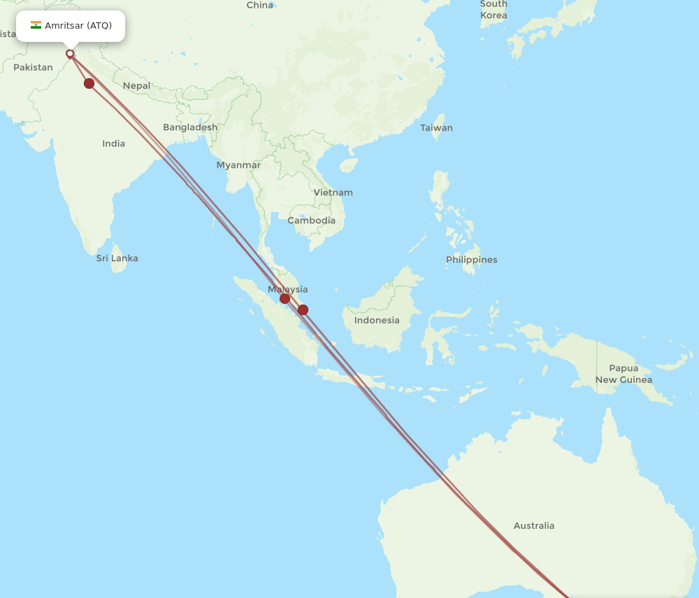 ATQ to MEL flights and routes map