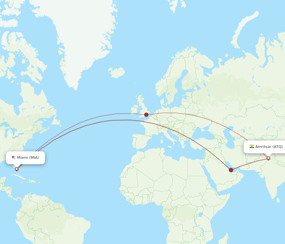 ATQ to MIA flights and routes map