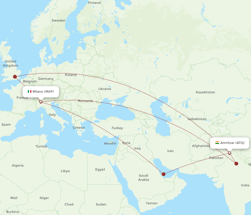 ATQ to MXP flights and routes map
