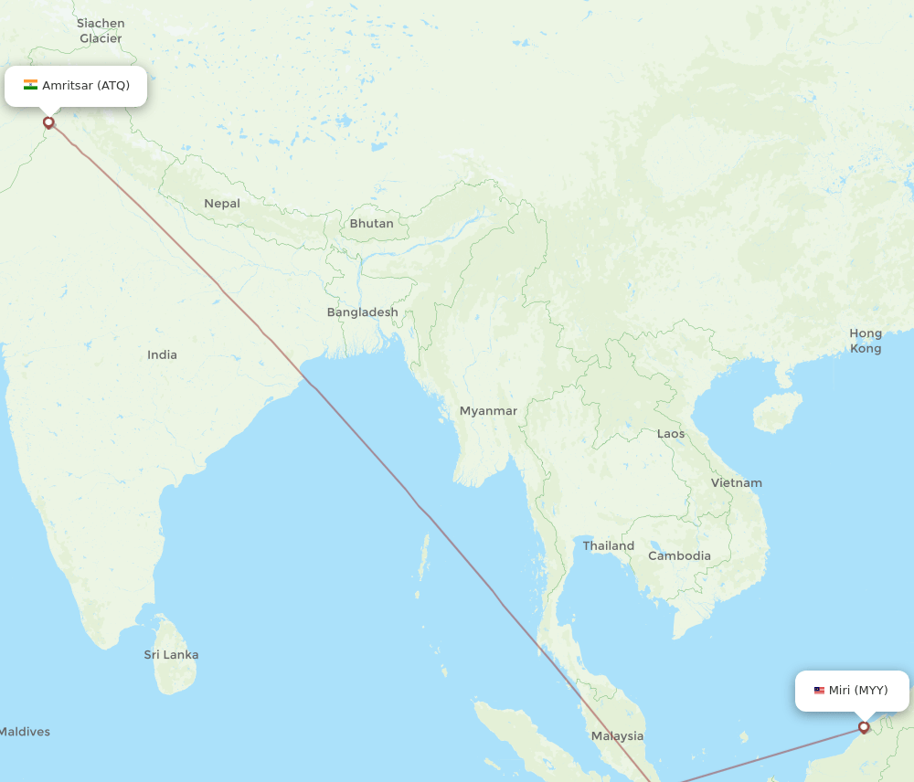 ATQ to MYY flights and routes map