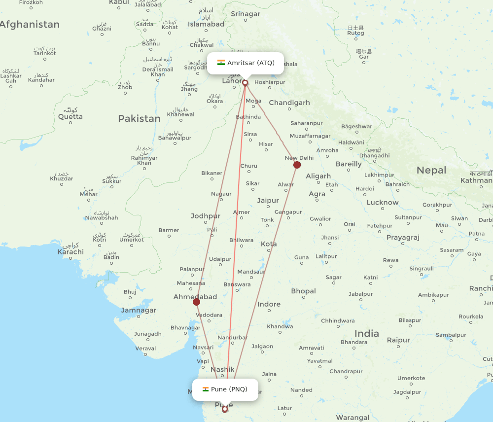 ATQ-PNQ flight routes