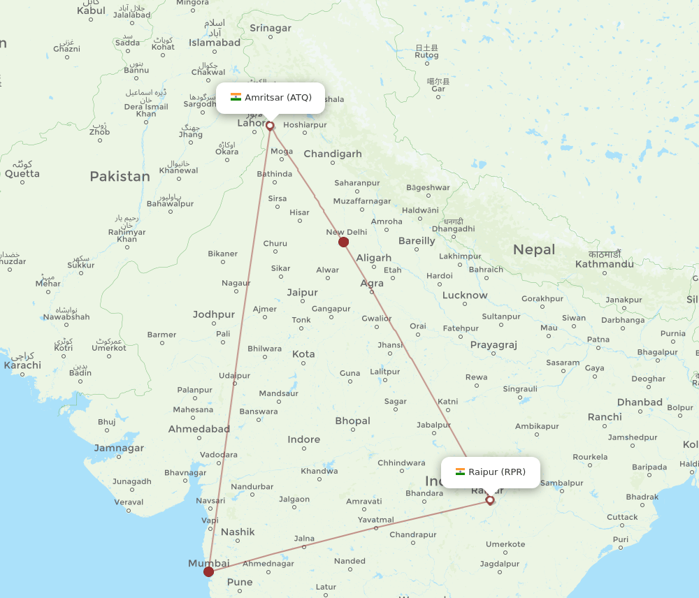 ATQ-RPR flight routes