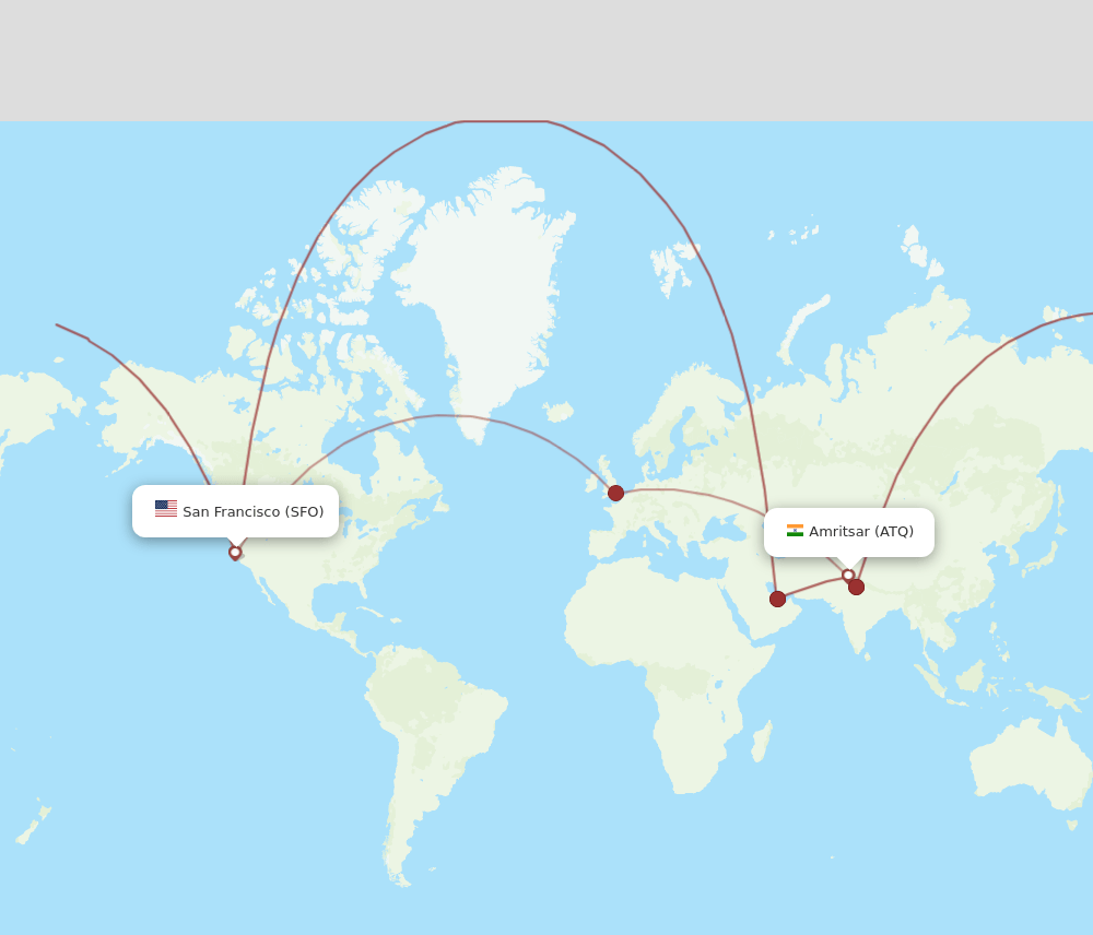 ATQ to SFO flights and routes map