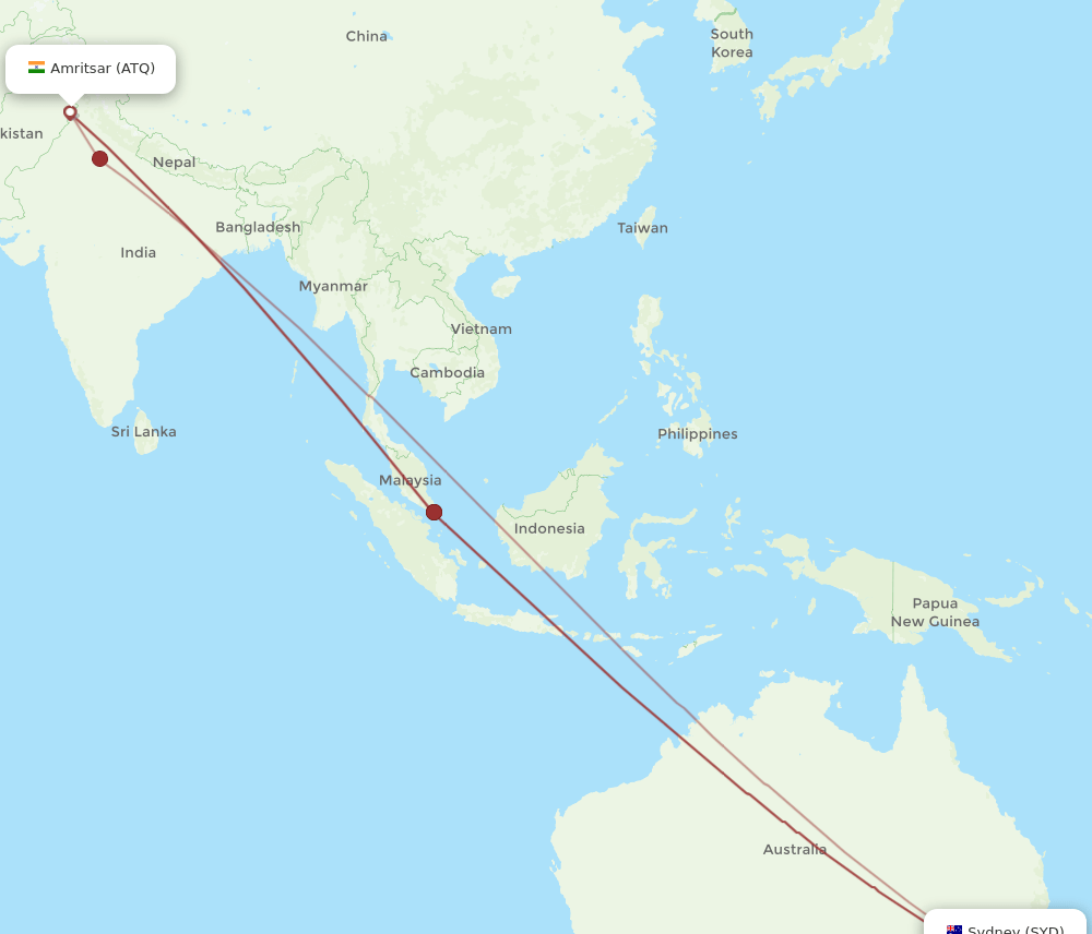 ATQ-SYD flight routes