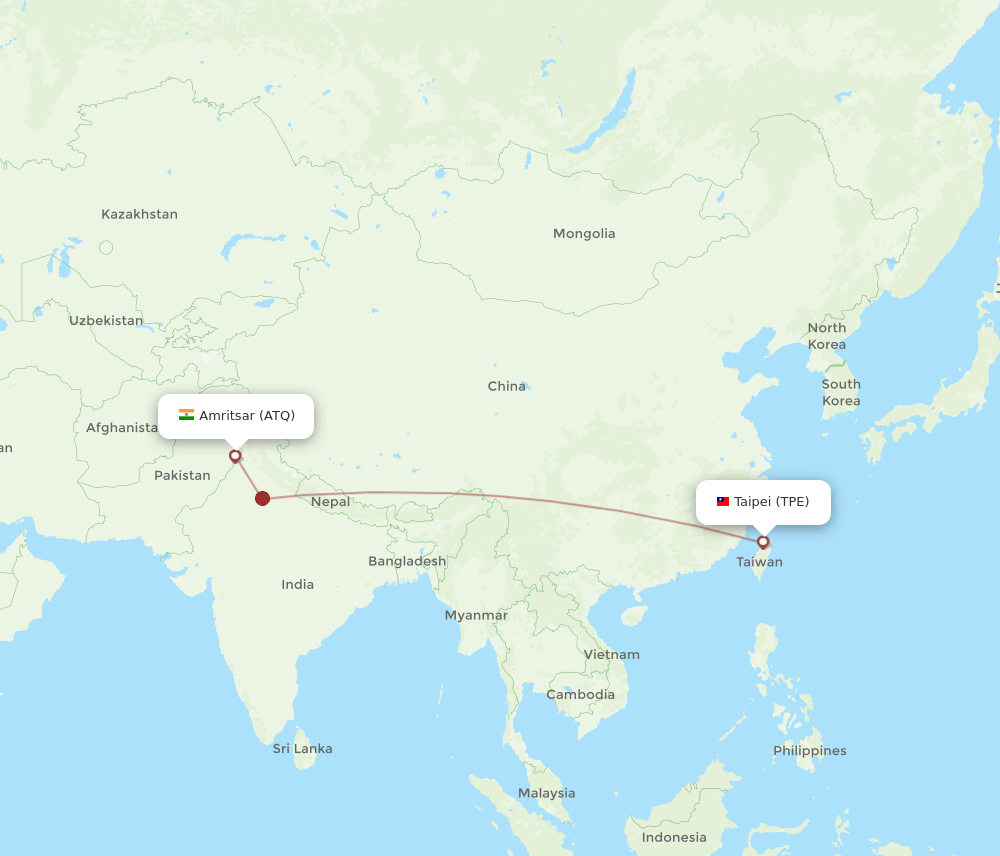 TPE to ATQ flights and routes map