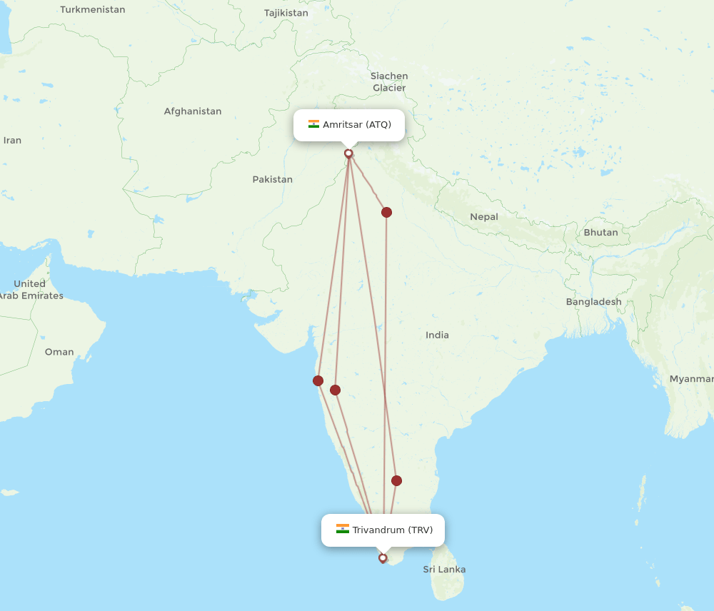 ATQ-TRV flight routes