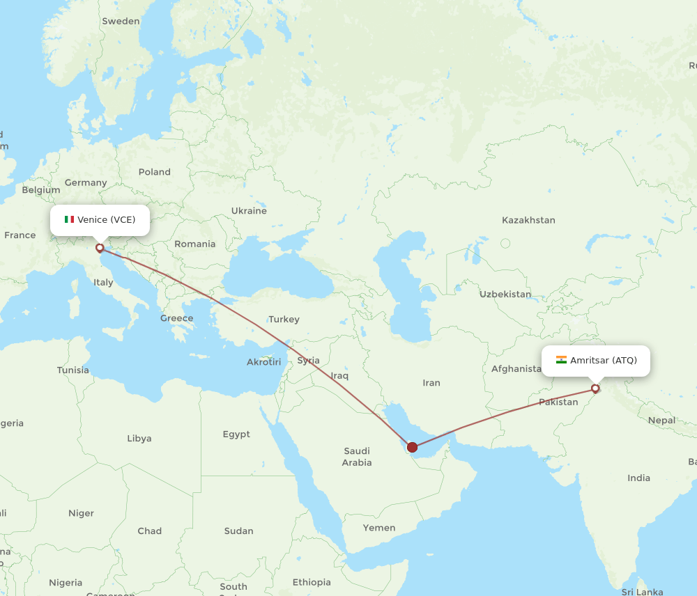 ATQ to VCE flights and routes map