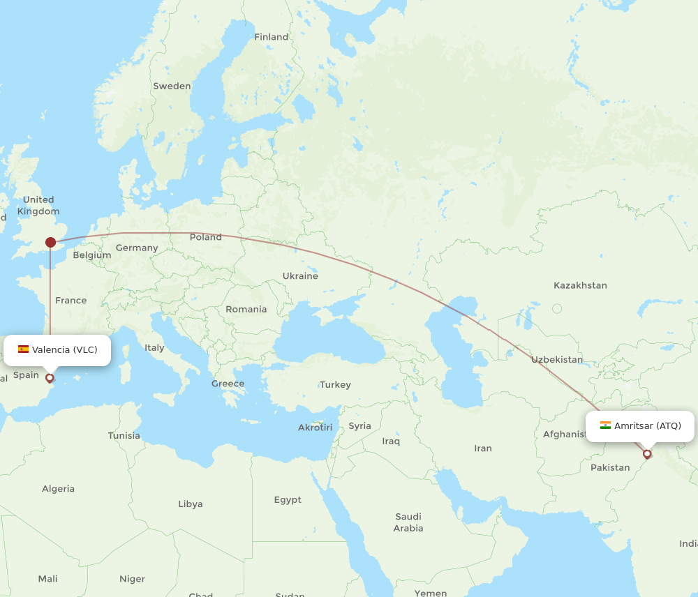 VLC to ATQ flights and routes map