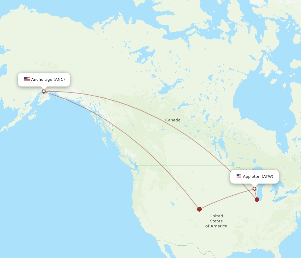 ATW-ANC flight routes