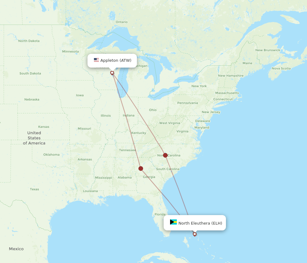 ATW-ELH flight routes