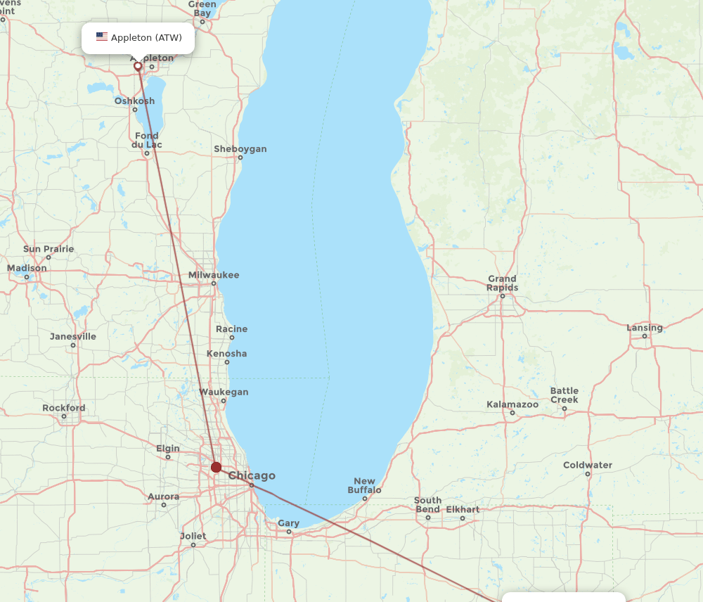 ATW-FWA flight routes