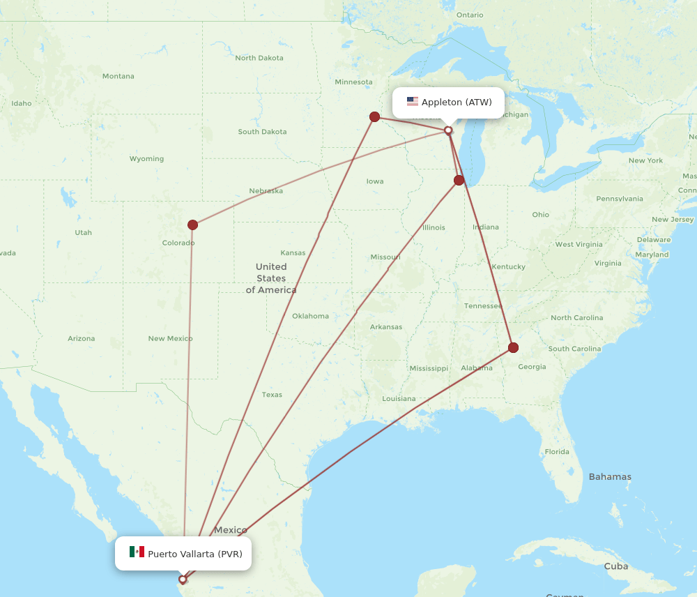 ATW-PVR flight routes