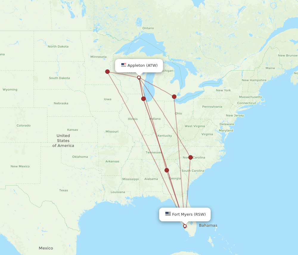 ATW-RSW flight routes