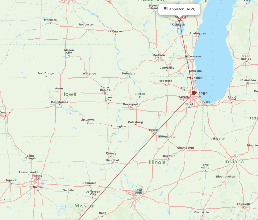 ATW-SGF flight routes
