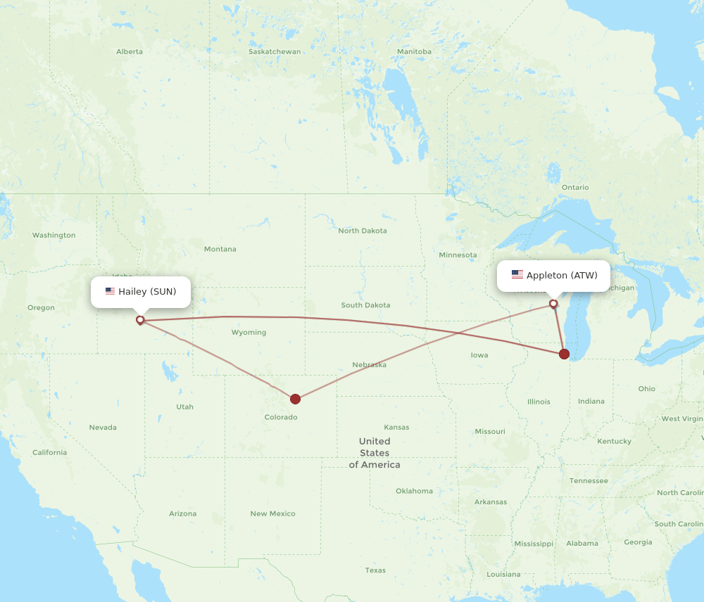 ATW-SUN flight routes