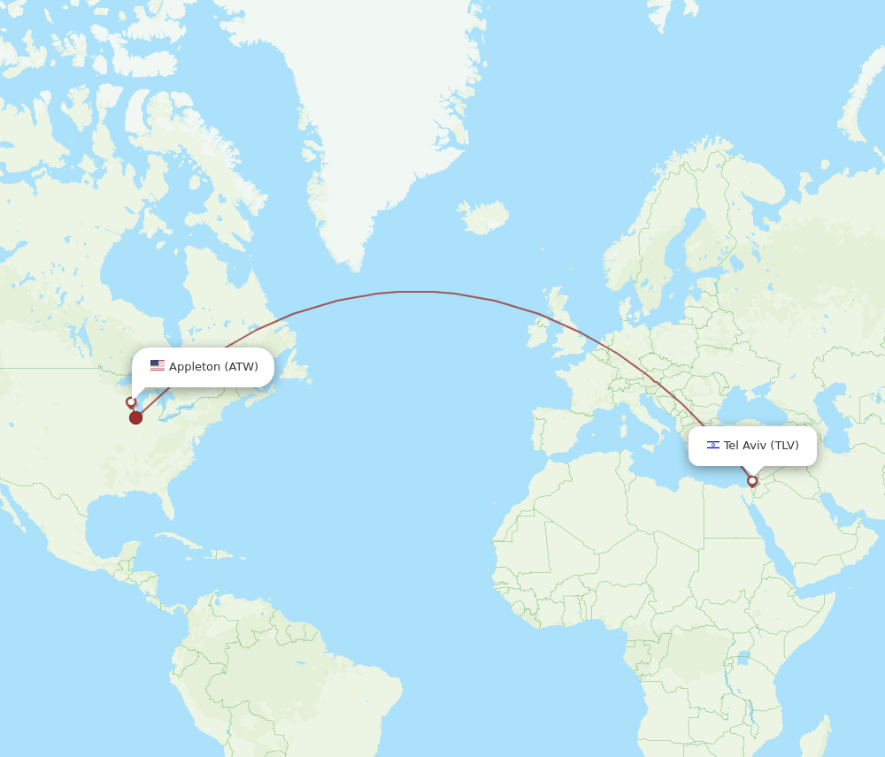 ATW to TLV flights and routes map