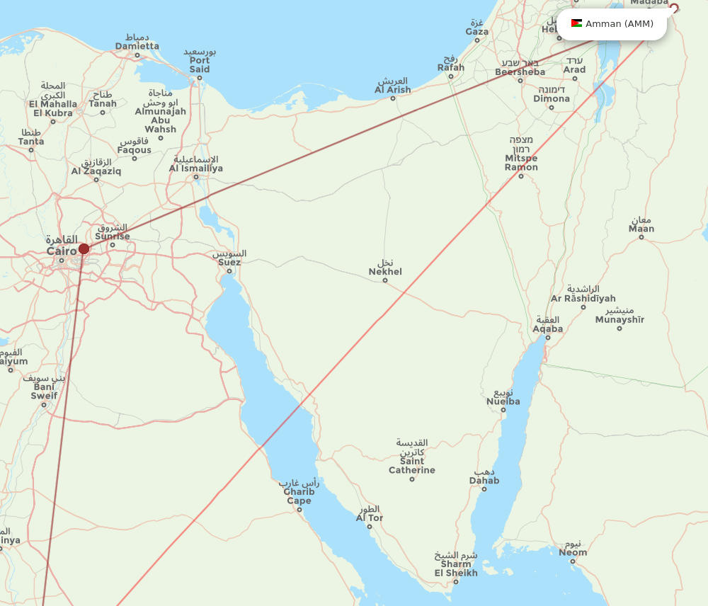 Asyut - Amman route map and flight paths