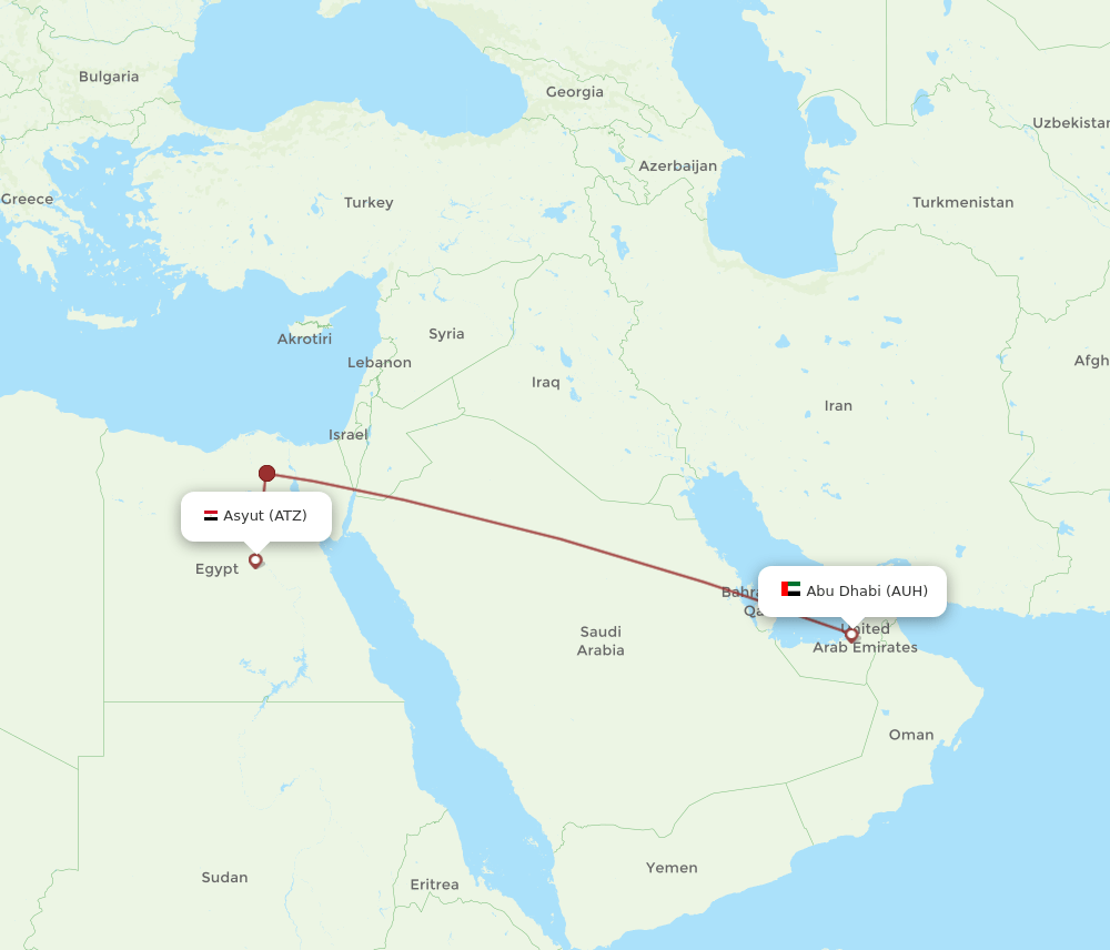 Abu Dhabi - Asyut route map and flight paths