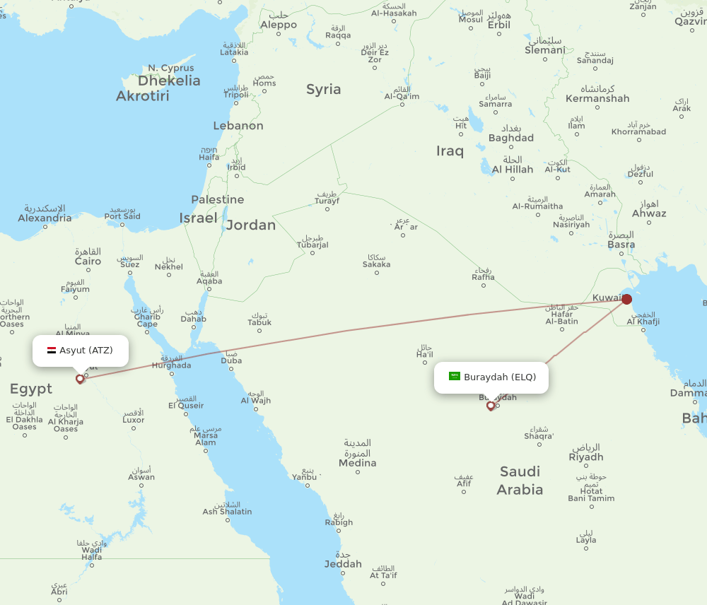 ATZ to ELQ flights and routes map