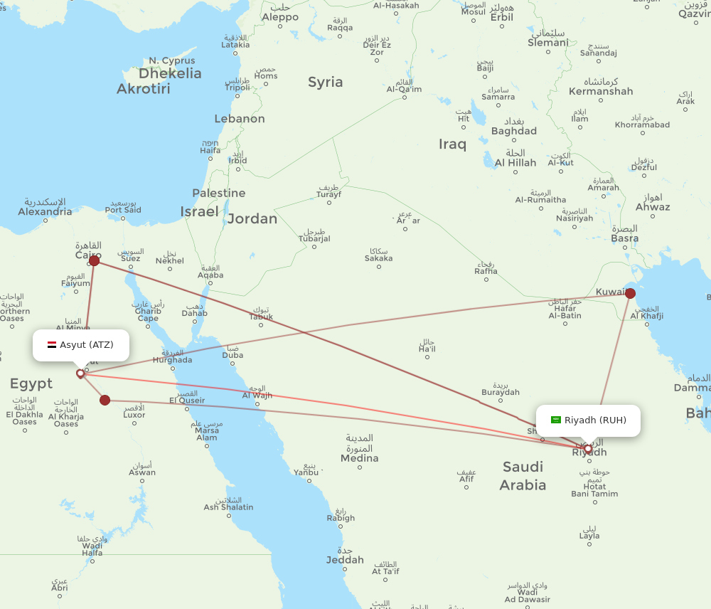 ATZ to RUH flights and routes map