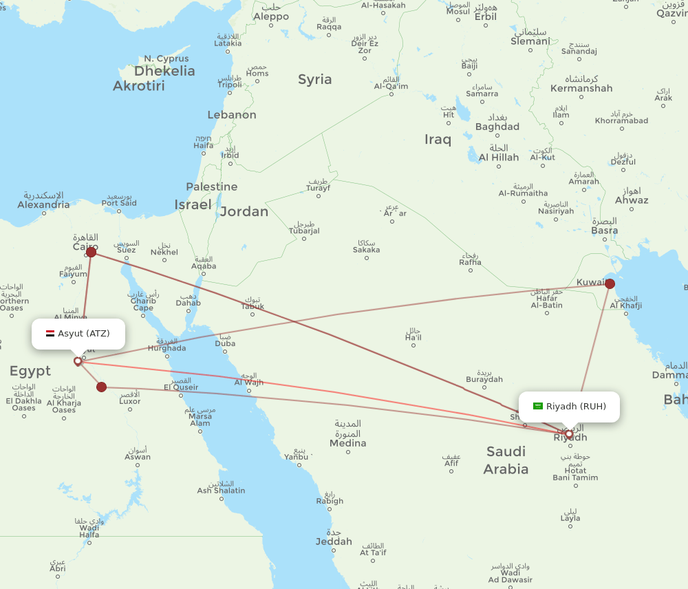 ATZ-RUH flight routes