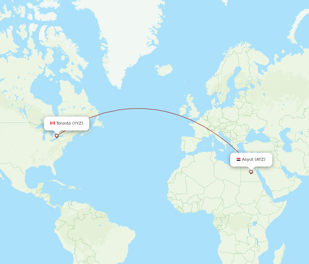 Toronto - Asyut route map and flight paths